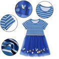 thumbnail image 1 of KYAIGUO Little Girls Summer Dress Short Cotton Striped Top Mesh Tulle Embroidered Dresses Casual One-Piece Outfit for Kids 2-7 Years Old, 1 of 8