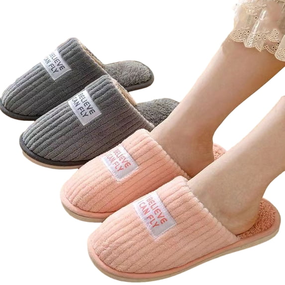 KYAIGUO Mens Womens Fuzzy Warm Slippers Couple Indoor Outdoor House Shoes Winter Thick Bottom Slippers Size 5-8.5