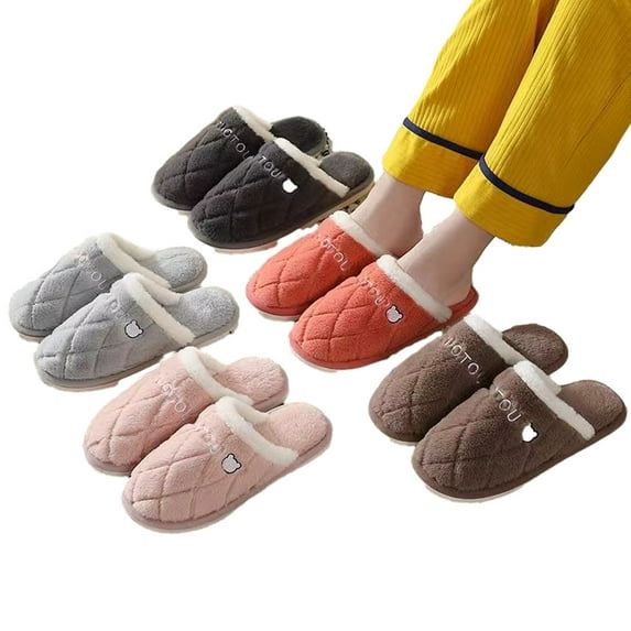 KYAIGUO Mens Womens Slippers Warm Slippers Shoes Comfy Slippers Memory Foam Plush Winter Cotton Warm House Shoes Non-slip Comfortable Slip-On House Shoes