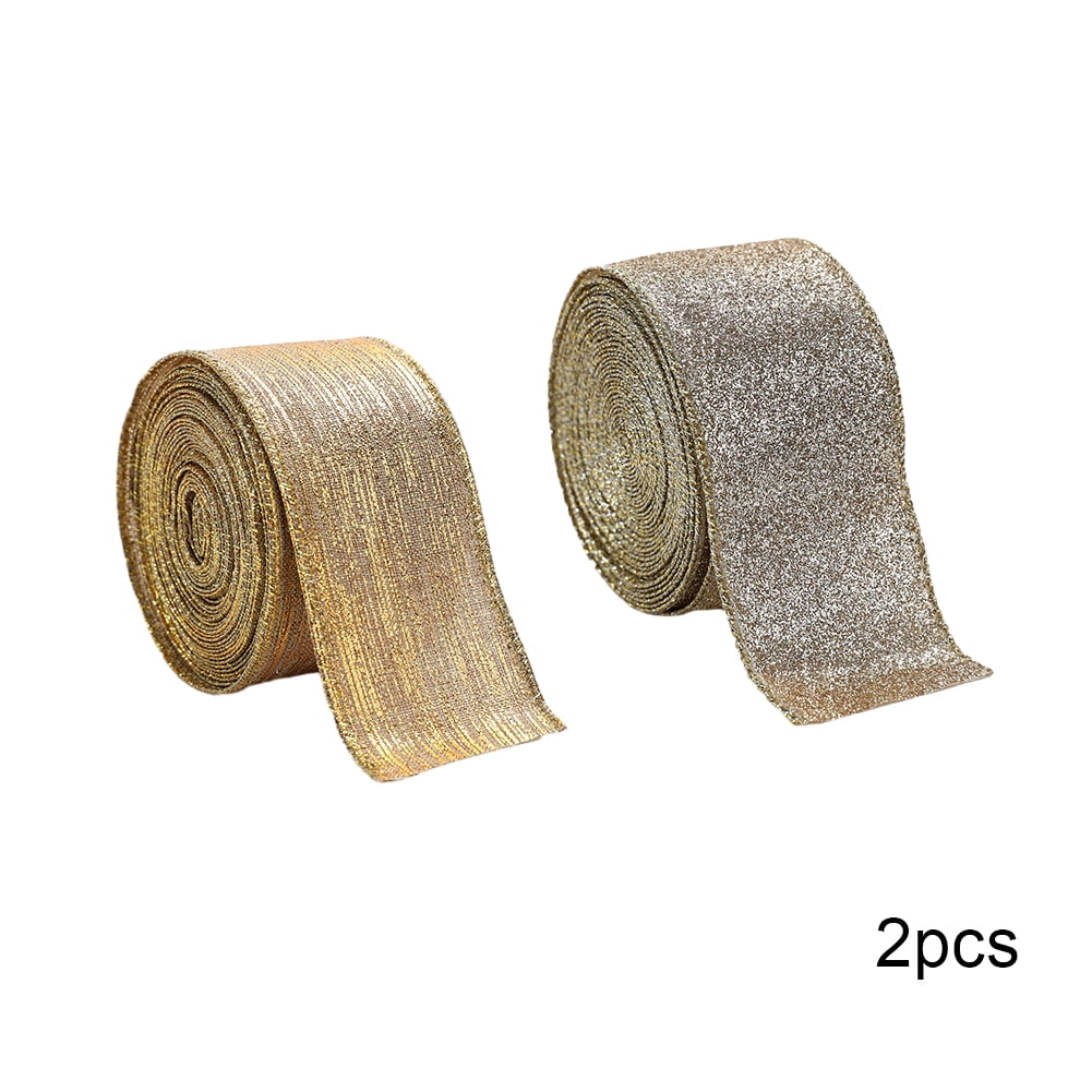 KYAIGUO Metallic Glitter Glitter Ribbon Rolls for Christmas Ribbons Crafts Weddings Sewing Reusable 2PCS