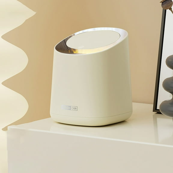 KYAIGUO Mini Desktop Trash Can with Lid, Push-On Small Countertop Trash Can, Desktop Plastic Lid Desktop Trash Can