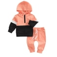 thumbnail image 1 of KYAIGUO Newborn Baby Hoodie 2PCS Outfits Boys Girls Sweatshirt Set Long Sleeve Patchwork Sweatsuit Jogging Spring Fall Sportswear Suit for 0-24 Months, 1 of 9
