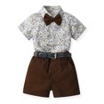 thumbnail image 1 of KYAIGUO Newborn Boys Gentleman Outfits Suit Set Baby Kids Short-Sleeved Gentleman Clothes with Bow Tie and Belt for Wedding Party Graduation Dress Sized 9M-6T, 1 of 7