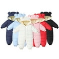 thumbnail image 1 of KYAIGUO Infant Baby Winter Down Jumpsuit Romper for Girls Boys One-Piece Bear Hoodie Jumpsuit Snowsuit Puffer Warm Bodysuits, 1 of 9