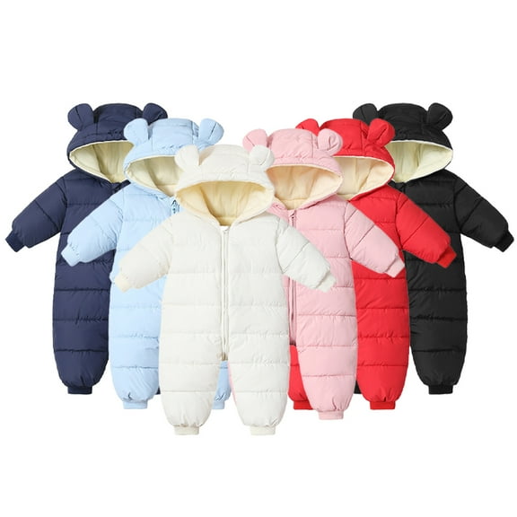 KYAIGUO Newborn Boys Winter Snowsuit Jumpsuit Infant Girls One-Piece down Jumpsuit Bodysuits Baby Warm Bear Hooded down Romper