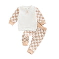 thumbnail image 1 of KYAIGUO Newborn Girls Boys Pullover Sweatshirt 2 PCS Suit Spring 3 6 9 12 18 24m Fall Infant Clothes Cozy Cotton Clothe Set, 1 of 7