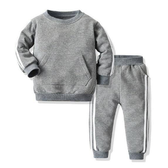 KYAIGUO Newborn Kids Pullover Sweatsuit Tops & Pants 2 PCS Outfit Set 3m-3Y Toddler Boys Girls Soft Cotton Sweatsuit