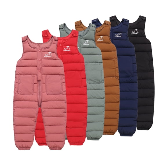 KYAIGUO Newborn Toddler Boys Girls Winter Warm Down Snow Clothes 9M-4Years Baby Pants Strap Overalls Snowsuit Zipper Snow Bibs Jumpsuit