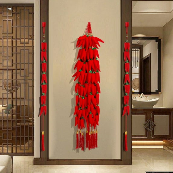 KYAIGUO Pepper Pendant New Year's Door Decoration Supplies DIY Tassel Pendant Bright Colors for Home Decoration 50.4inch