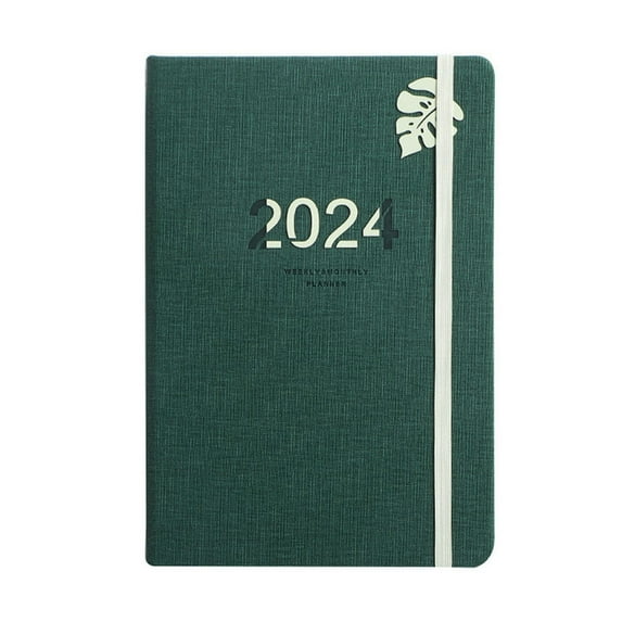 KYAIGUO a5 2023-2024 Weekly & Monthly Planner with Elastic band Can be 180 ° flat, free writing, in line with writing needs Colorful ribbon design to protect the inside pages, simple and practical