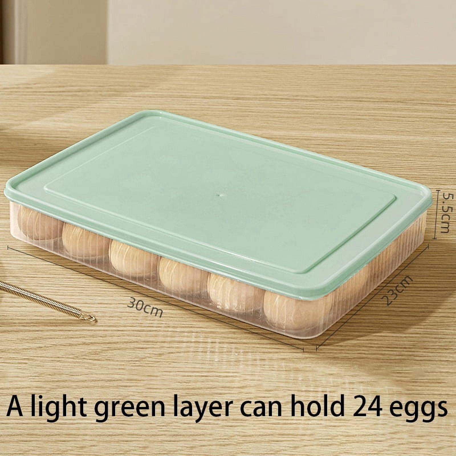 KYAIGUO Refrigerator Egg Storage Box 24 Compartment Egg Tray Container Box Refrigerator Portable Egg Carton(Green)