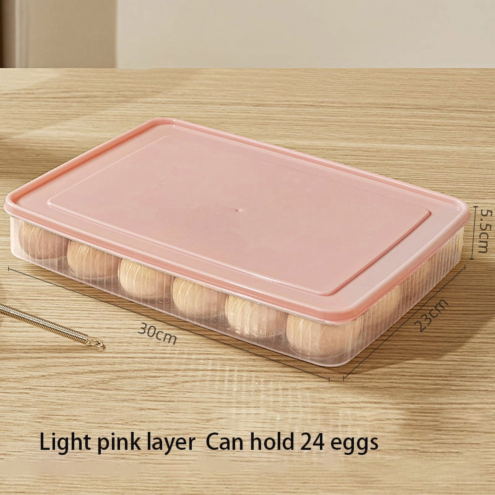 KYAIGUO Refrigerator Egg Storage Box 24 Compartment Egg Tray Container Box Refrigerator Portable Egg Carton(Pink)