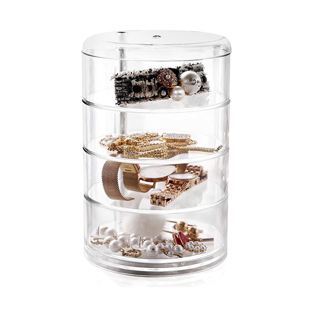 KYAIGUO 6.85x4.57inch Jewelry Organize Plastic Desktop Organizer,Practical Rotating Jewelry Organizer