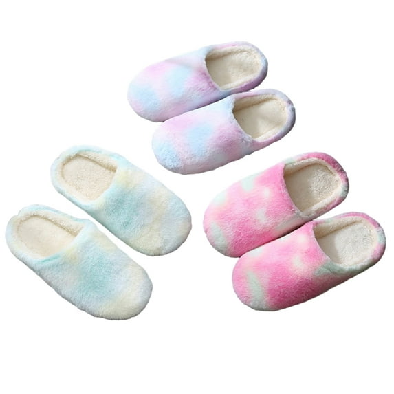 KYAIGUO Soft Slippers for Women Mens,Plush Shoes Winter Warm Slip on House Indoor Slippers Women's Bedroom Warm Shoes Slippers Colorful Indoor Warm Silent Soft Sole Slippers