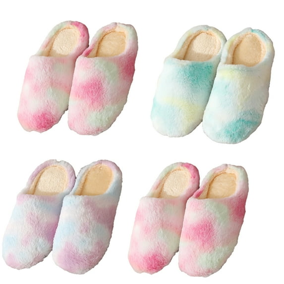 KYAIGUO Soft Slippers for Women Mens,Plush Shoes Winter Warm Slip on House Indoor Slippers Women's Bedroom Warm Shoes Slippers Colorful Indoor Warm Silent Soft Sole Slippers
