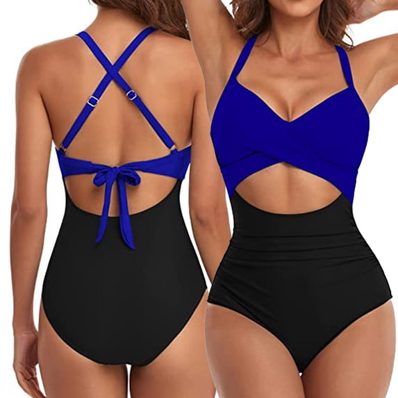 KYAIGUO Summer One Piece Bikini Wimwear Adjustable Strap Swimsuits Backless Bathing Suits Tankini Set for Womens