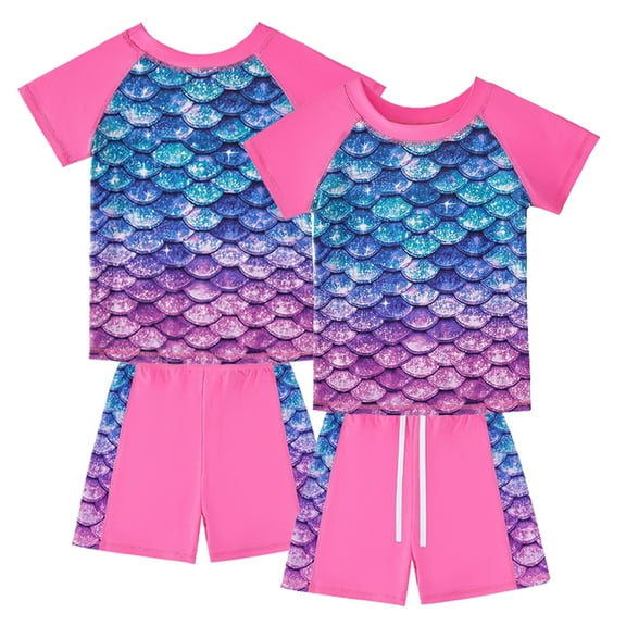 KYAIGUO Teen Kids Girls Swimsuit 5-12T Body Bathing Suits Swimsuit, Toddler Split Two Piece Set Flowers Short Sleeve Beach Swimsuit,Youth Kids Girls Swim Trunks