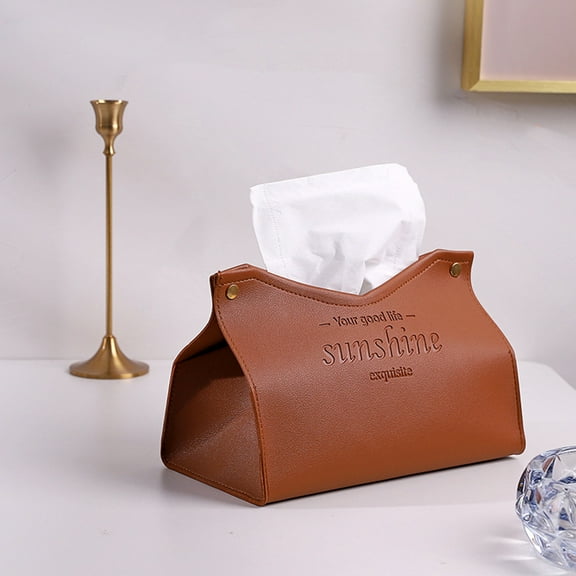 KYAIGUO Tissue Box Living Room Dining Room Solid Color Napkins Storage Box Waterproof and Moisture-Proof (Brown)