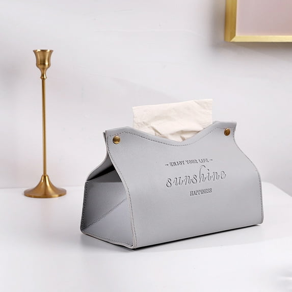 KYAIGUO Tissue Box Living Room Dining Room Solid Color Napkins Storage Box Waterproof and Moisture-Proof (Gray)
