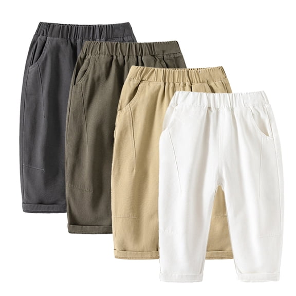 KYAIGUO Toddler Baby Boys Cargo Joggers Pants Kids Spring Fall Elastic Waist Casual Jogging Trousers Bottom for 1-8 Years Old