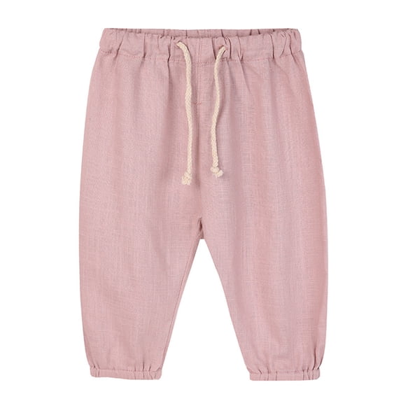 KYAIGUO Toddler Baby Boys Girls Cotton Linen Pants Casual Basic Plain Soft Pant Infant Summer Spring Comfy Long Bloomers Pants 0M-6T