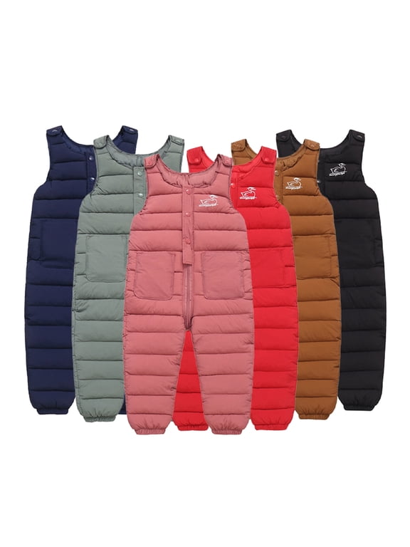 Toddler Baby Boys Girls down Strap Pants Baby Infant Bib Snow Pants Trousers Shoulder Straps Cotton Pants Thick down Cotton Jumpsuits in Autumn Winter for 9M-4Y