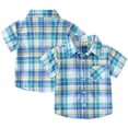 thumbnail image 1 of KYAIGUO Toddler Baby Boys Plaid Shirt Short Sleeve Casual Shirt Summer Lapel Button down Shirts Blouses for 1-6 Years Old, 1 of 11