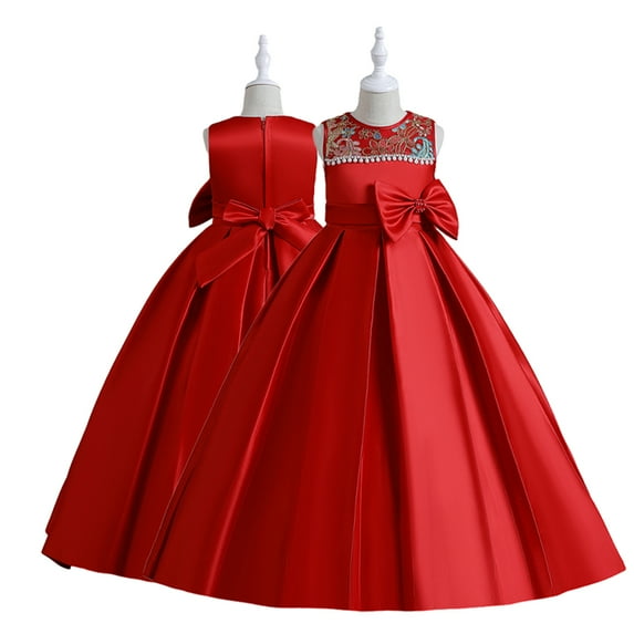KYAIGUO Toddler Baby Girls' Princess Dress Smooth Silk Fabric Dress Premium Embroidery Sleeveless Dresses Birthday Evening Party Party Gown 4-10Y