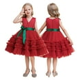thumbnail image 1 of KYAIGUO Toddler Baby Girls Princess Tulle Dresses Kids Christmas Sleeveless Tutu Dress Flower Girl V-Neck Princess Dress Bridesmaid Dress Party Gown Tiered Skirt, 1 of 9