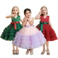 thumbnail image 1 of KYAIGUO Toddler Baby Girls Princess Tulle Dresses Kids Christmas Sleeveless Tutu Dress Flower Girl V-Neck Princess Dress Bridesmaid Dress Party Gown Tiered Skirt, 1 of 9