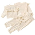 thumbnail image 1 of KYAIGUO Toddler Baby Girls Spring Fall Sweatshirt Clothes Set Solid Colours Pullover Sweatsuit Sweatshirt and Pants 2PCS Infant Tracksuit Outfit 12M-5Y, 1 of 9