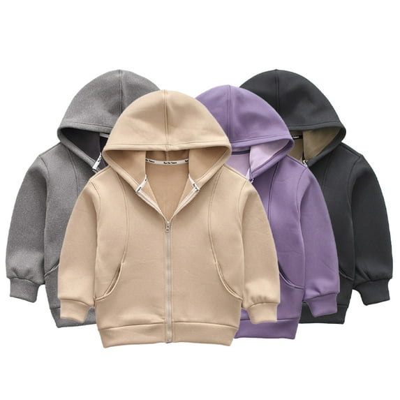 KYAIGUO Toddler Baby Hooded Jacket & Outerwear,Kids Fashion Solid Color Hoodies Jacket Fall & Winter Warm Thick Coat