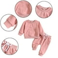 thumbnail image 1 of KYAIGUO Baby Toddler Long Sleeve Sweatshirt Pants Outfit Set 2 Piece Autumn Solid Sweatshirts Tops Casual Drawstring Pants Outfits for Boys Girls 1M-3Y, 1 of 9