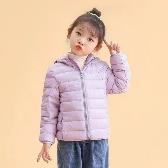 KYAIGUO Toddler Baby Winter Coats Hoods for Baby Boys 3-10Y Light Puffer Down Jacket Outwear Kids Thicken Warm Winter Coat Outerwear(Pink)