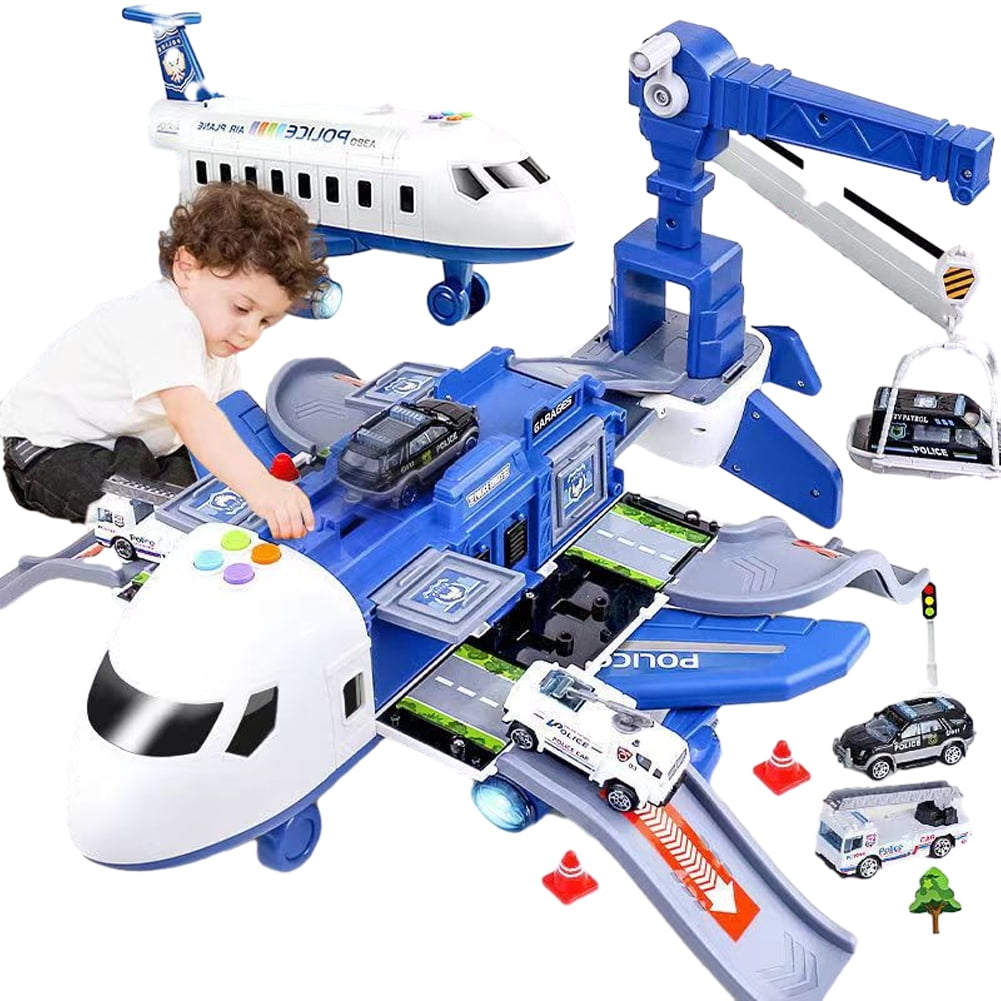 KYAIGUO Kids Baby Airplane Toys Toddler Inertial Model Airplane Toy Baby Transport Cargo Toys with Mini Car Toys for Age 3+