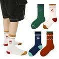 thumbnail image 1 of KYAIGUO Toddler Boys 4 Pack Mid Calf Socks Kids Boys Cartoon Cotton Sock Soft Color Blocking Sock for 3-12 Years Old, 1 of 9