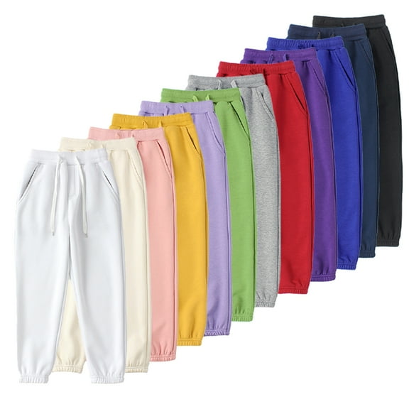 KYAIGUO Toddler Boys Active Joggers Sweatpants Kids Girls Autumn Winter Casual Pocket Elastic Waist Cotton Trousers Pants for 4-12 Years Old