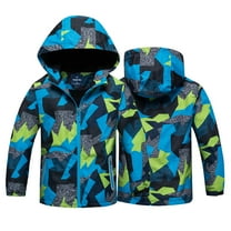 KYAIGUO Toddler Boys Camouflage Windbreaker Jacket Winter Zip Outdoor Raincoat with Hoodie Casual Waterproof Lined Dust Coats for 3-12 Years Old