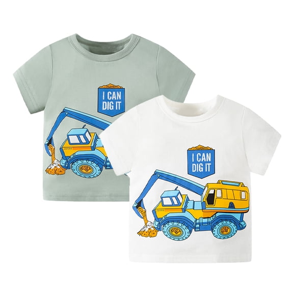 KYAIGUO Toddler Boys Cotton T Shirts Summer Short Sleeve Tops for Kids Baby Cartoon Cars T Shirts Tees Clothes for 1-8 Years