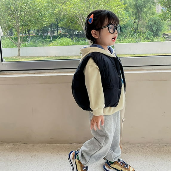 KYAIGUO Toddler Boys Sleeveless Vest Jacket Lightweight Solid Color Cute Autumn Winter Jacket Soft Sleeveless Jacket Suitable for 9M-9 Years Old