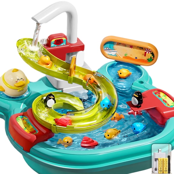 KYAIGUO Toddler Fishing Toys Set 10PCS Electric Water Play Fishing Toys Set Loop out Water Beach Toys for Boys and Girls 3+ Years Old