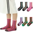 thumbnail image 1 of KYAIGUO Toddler Girl 3 Pack Mid Calf Socks Kids Boys Striped Cotton Plush Sock for 3-12 Years Old, 1 of 7