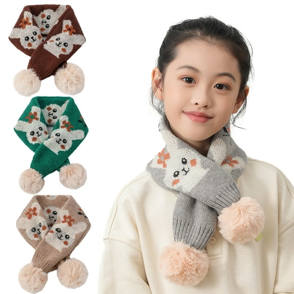 KYAIGUO Toddler Girls Boys Adjustable Scarf Kids Winter Fleece Warm Collar Scarves Baby Cartoon Soft Neck Warmer Scarf