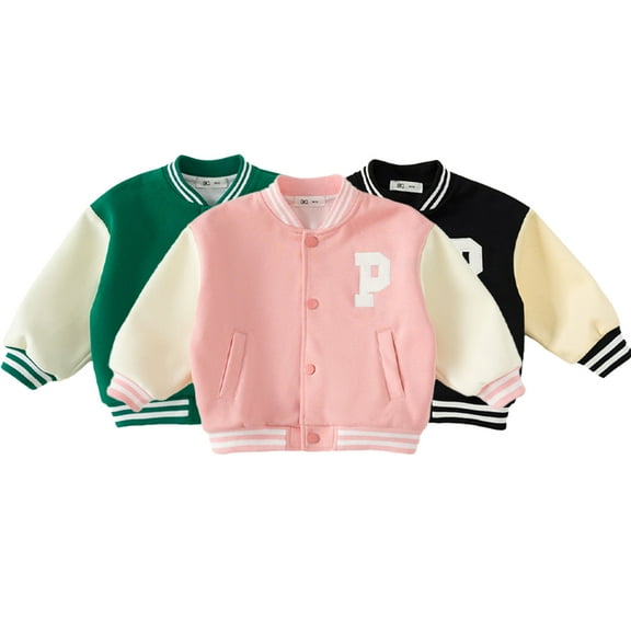 KYAIGUO Toddler Girls Boys Winter Jacket Kids Baseball Jacket Button Sweatshirt Long Sleeve Clothes for 1-8Y