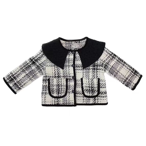 KYAIGUO Toddler Girls Fall Winter Coats Jacket 1-8 Years Girls Lapel Plaid Outwear Warm Cotton Puffer Cardigan Jacket for Kids
