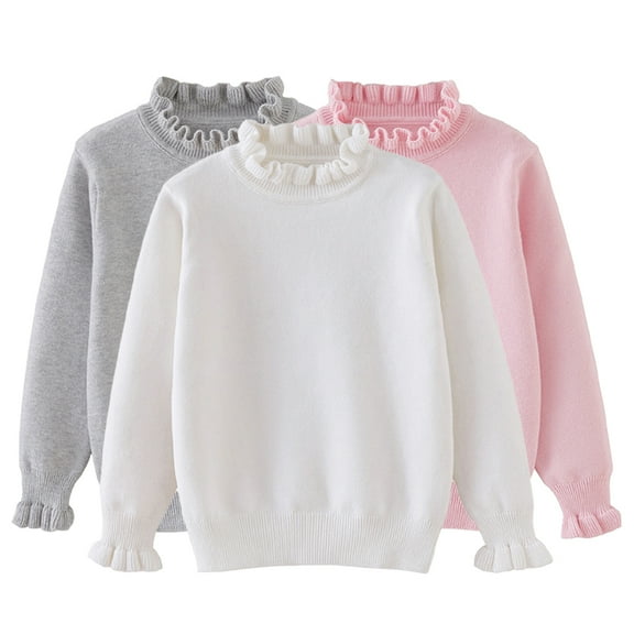 KYAIGUO Toddler Girls Knit Sweater Kids Long Sleeve Sweater Shirt Autumn Winter Warm Tops for 1-12Y