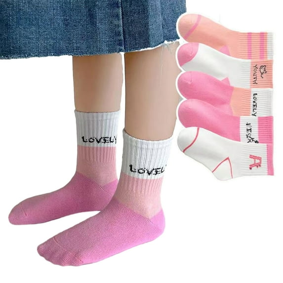 KYAIGUO Toddler Girls Mid-Calf Socks for 1-12 Years Old Baby Winter 5pairs Soft Cotton Socks Kids Autumn Cartoon Thicken Stockings