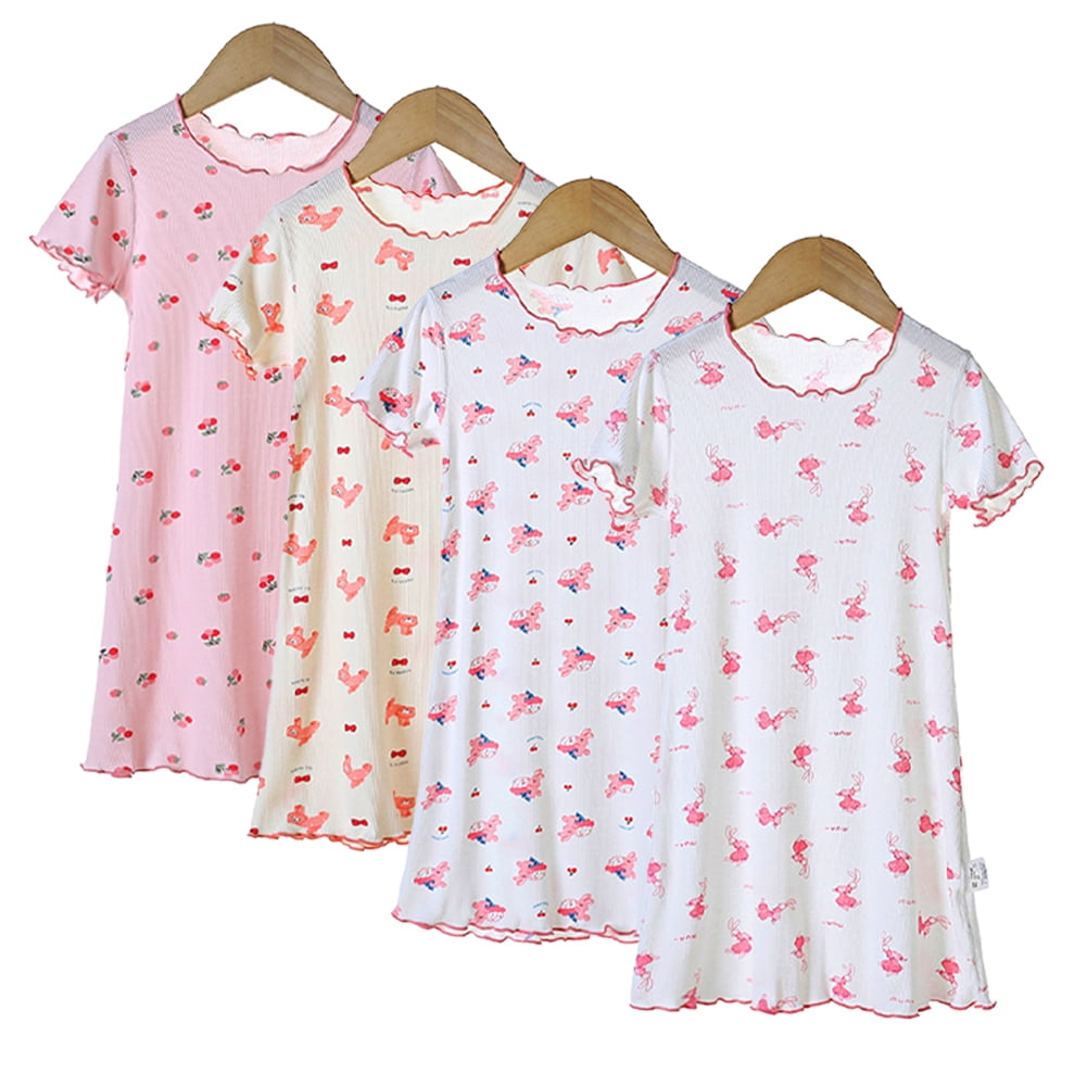 【threetimes】25ss Cotton pajama dress KYAIGUO Toddler Girls Nightgown Pajamas Cotton Dresses for 3