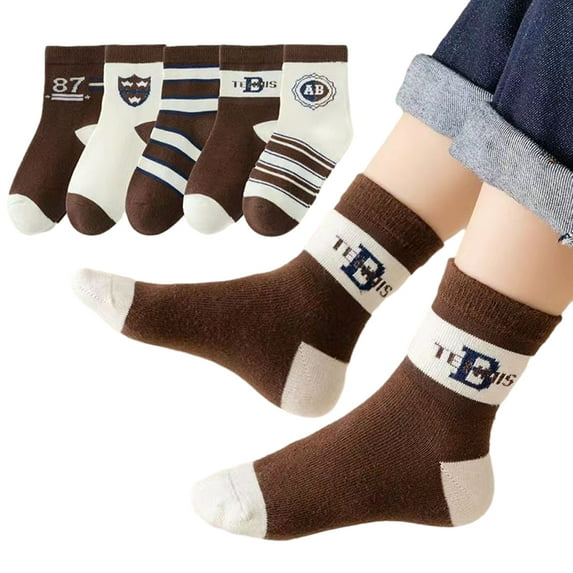 KYAIGUO Toddler Girls Shorty Socks for 1-12 Years Old Kids Autumn Cartoon Stockings Winter 5pairs Soft Cotton Socks