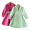 thumbnail image 1 of KYAIGUO Toddler Girls Spring Autumn Trench Coat Dress Kids Double Breasted Ruffle Dress Windbreaker Jacket 4-7Y Flare Sleeve Princess Outerwears Skirt, 1 of 9